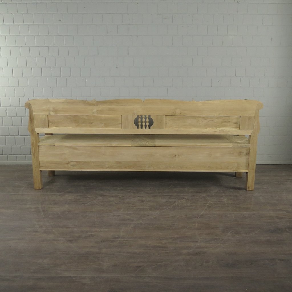 Truhenbank Natur Teakholz 2,40 m