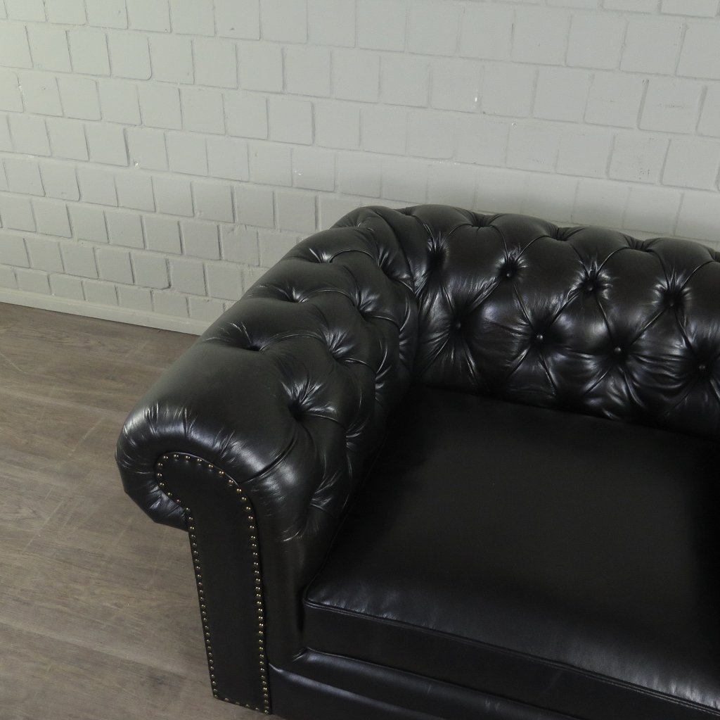 Chesterfield Sessel Leder Schwarz