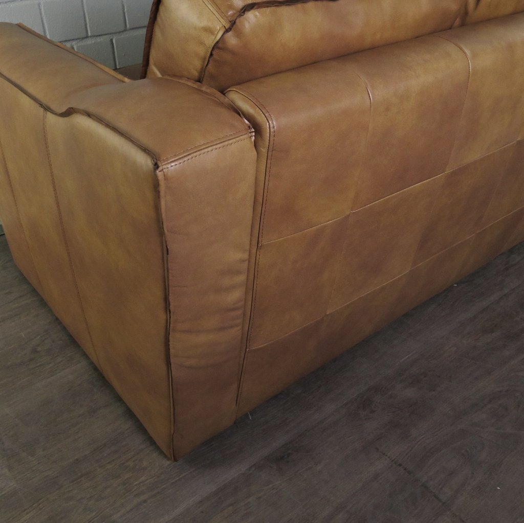Couch Sofa Leder 3-Sitzer Camel 2,20 m