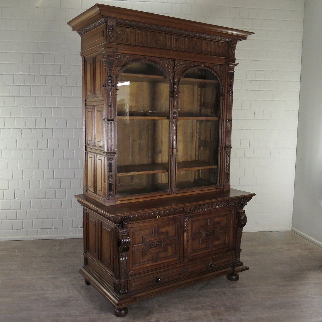 Vitrine Buffetschrank Schrank Gründerzeit 1880 Eiche