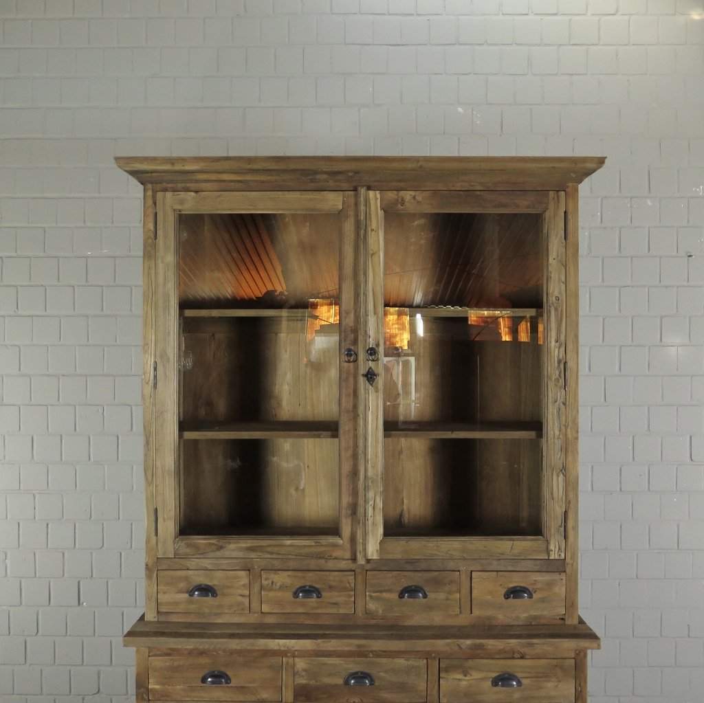 Vitrine Bücherschrank Teakholz 1,32 m