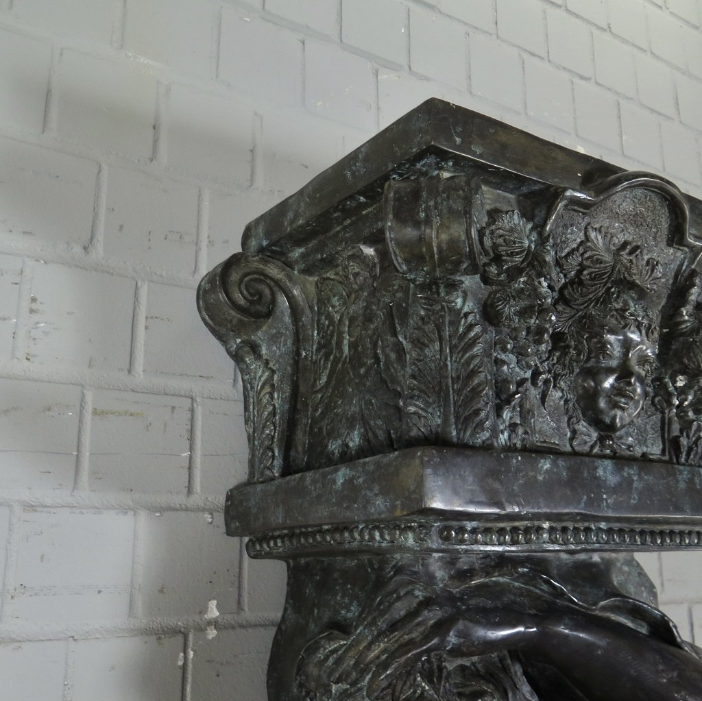 Set Skulptur-Säulen Dekoration griechischer Gott Bronze 2,40 m