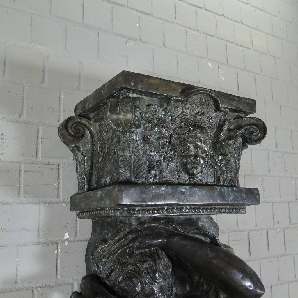 Set Skulptur-Säulen Dekoration griechischer Gott Bronze 2,40 m