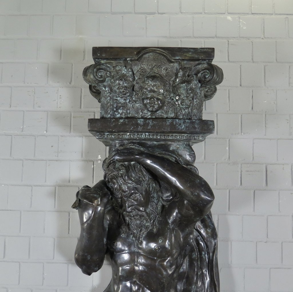 Set Skulptur-Säulen Dekoration griechischer Gott Bronze 2,40 m