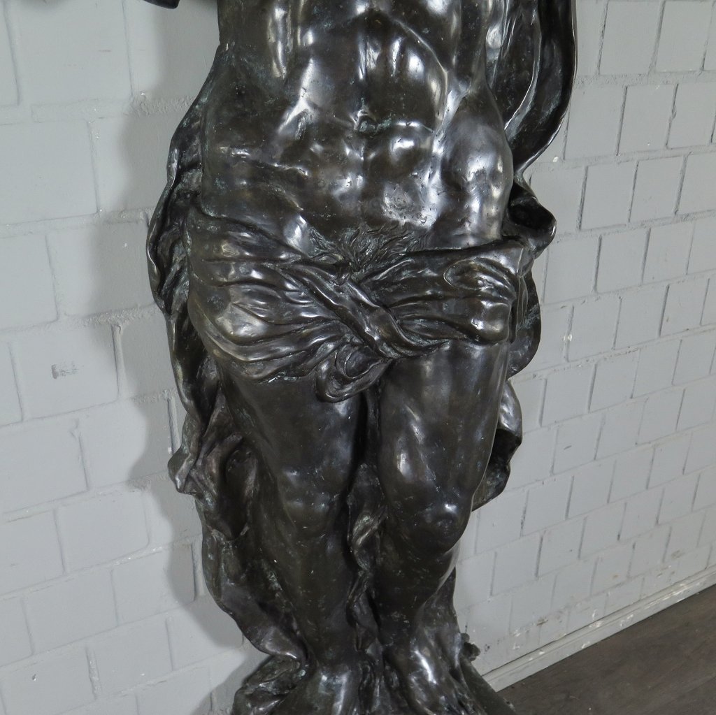Set Skulptur-Säulen Dekoration griechischer Gott Bronze 2,40 m