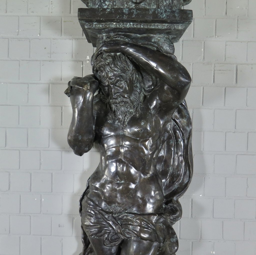 Set Skulptur-Säulen Dekoration griechischer Gott Bronze 2,40 m