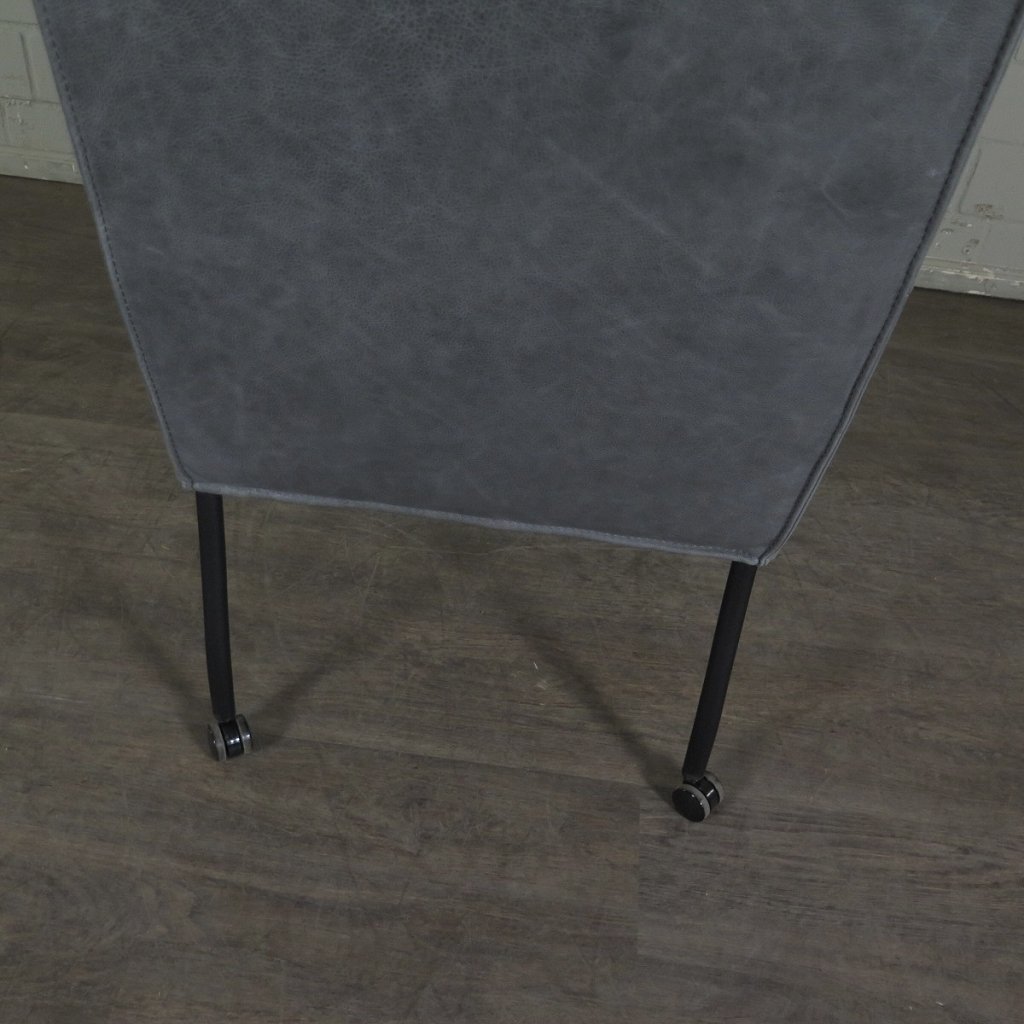 Retro Design Stuhl Esszimmerstuhl Grau Leder