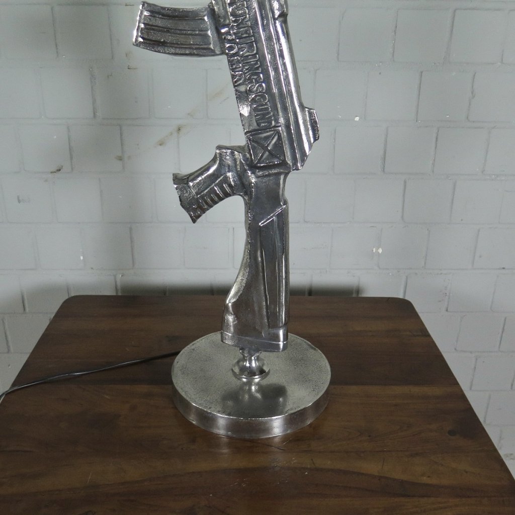 Stehlampe Tischlampe AK-47 Gewehr Lampe Chrom