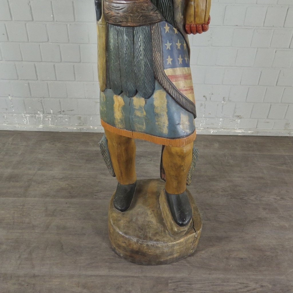 Skulptur Dekoration Indianer 1,90 m Massivholz