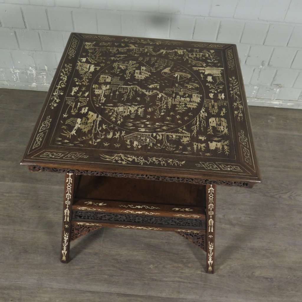 Tisch Beistelltisch China 1920 Palisander Elfenbein