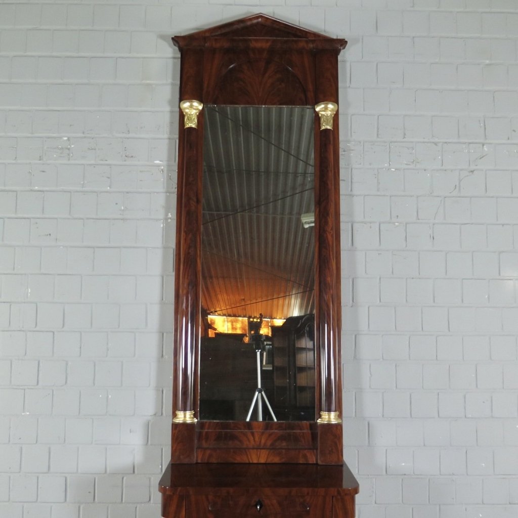Spiegel mit Konsole Biedermeier 1830 Mahagoni