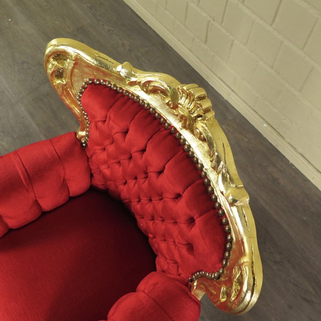 Mini Barocksessel Königssessel Rot-Gold